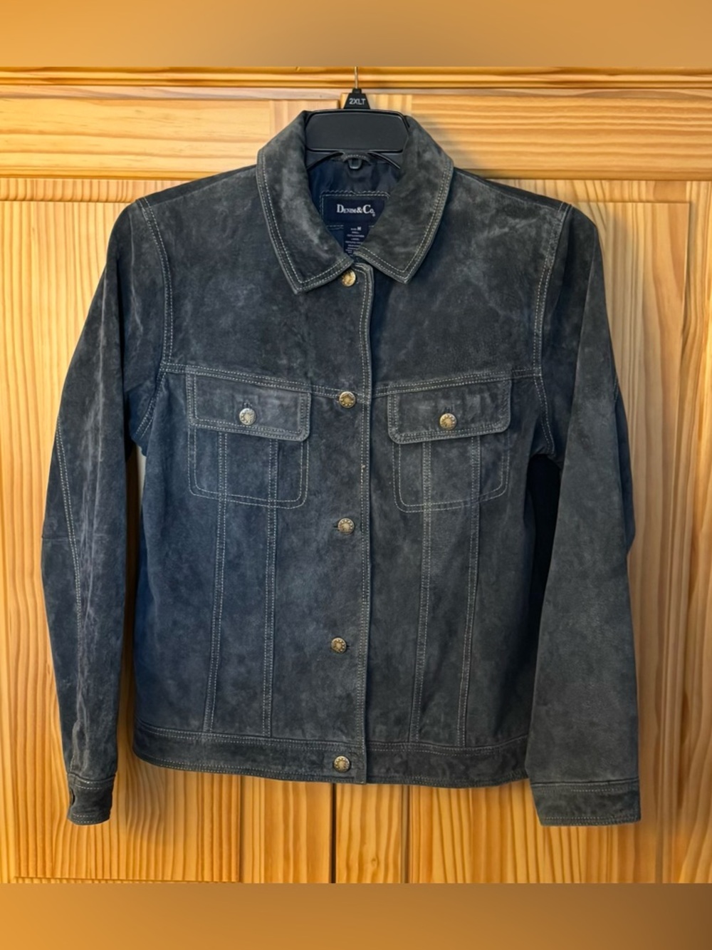 Denim&Co Navy Blue suede Leather Jacket size M